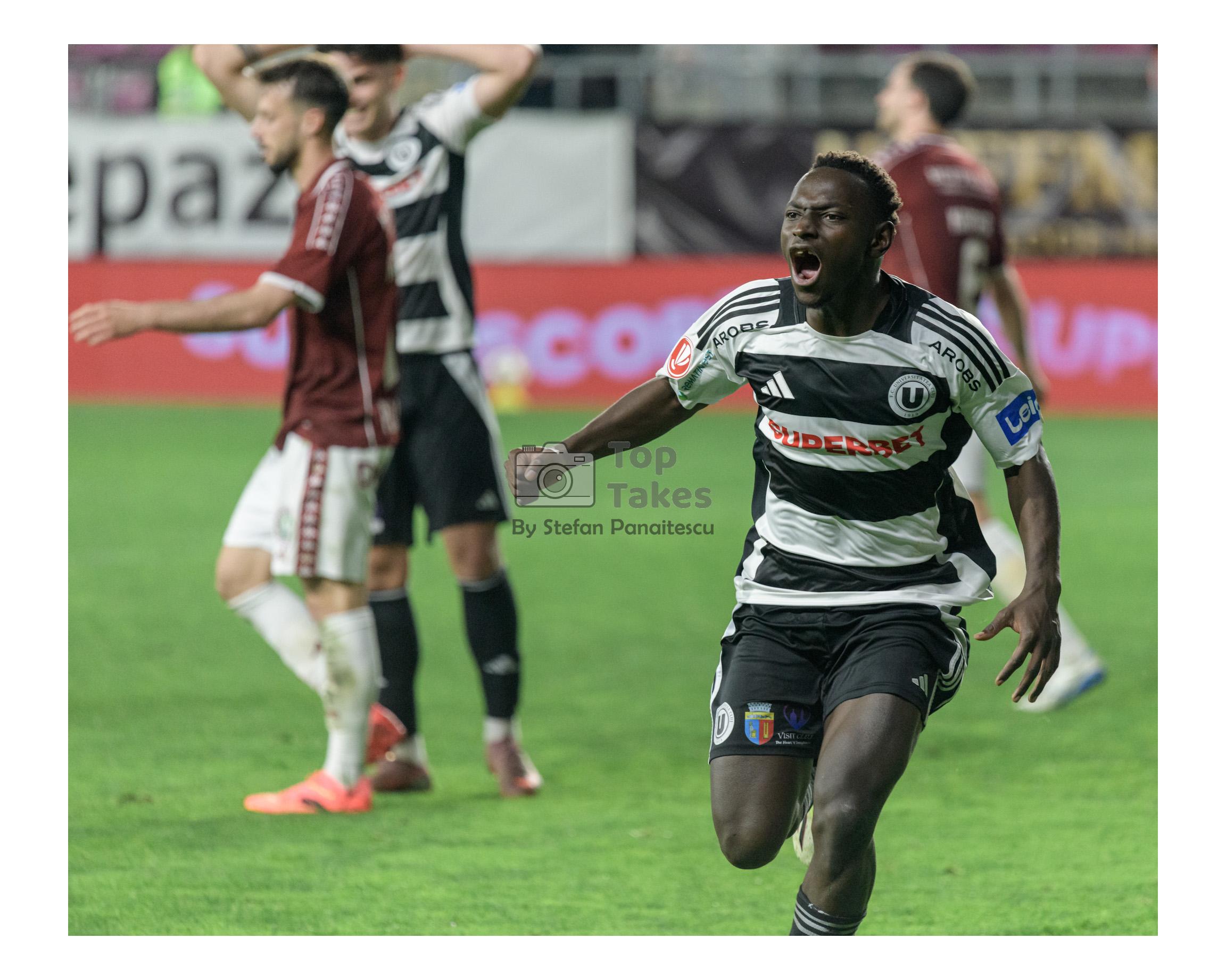 Mendy, U Cluj, celebrates scoring against Rapid Bucuresti Stadion Giulesti Bucuresti 5 aprilie 2026